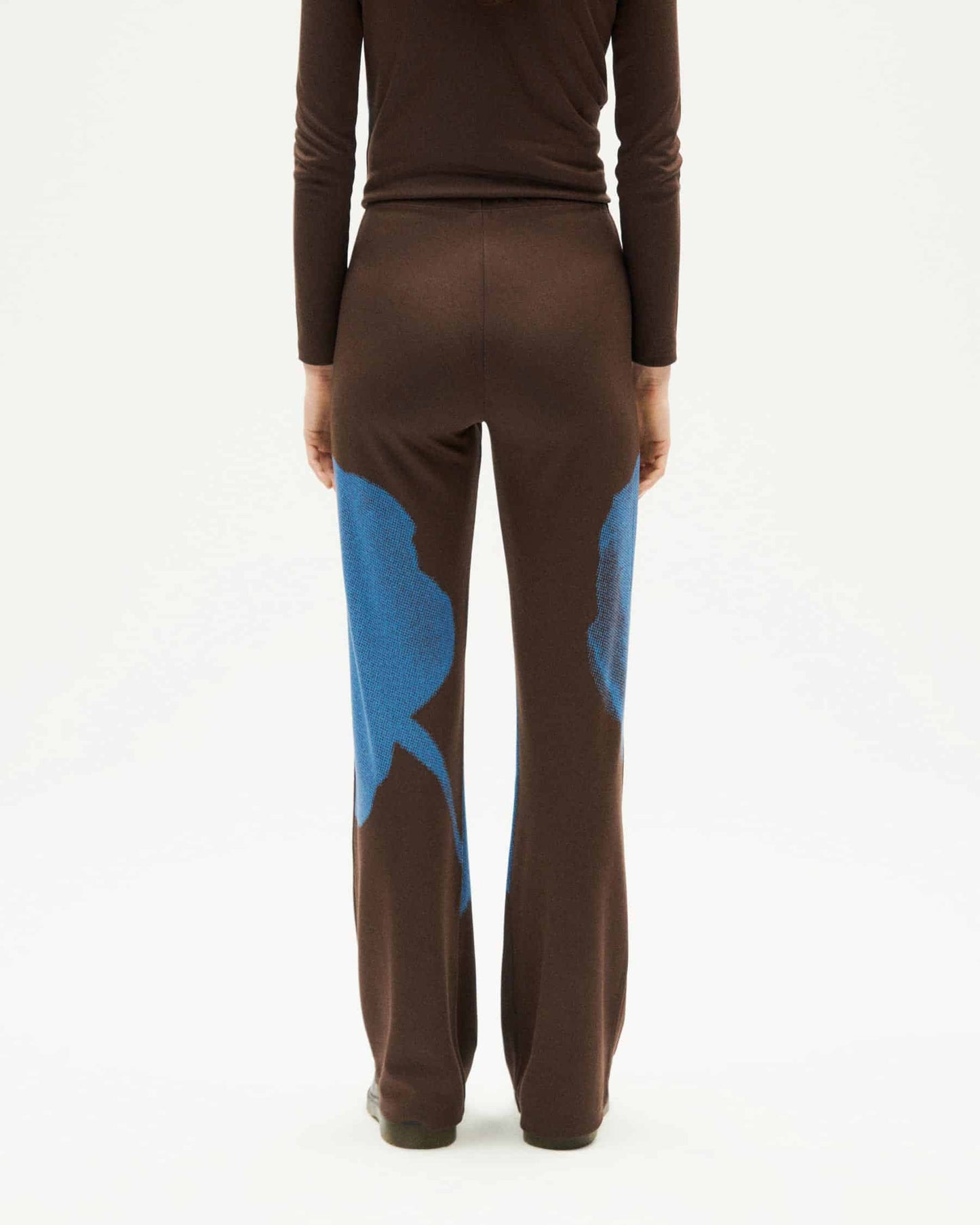 Pantalon droit en ecovero | marron "flower naia pants - brown"