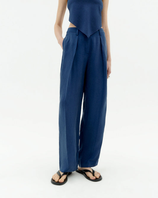 Pantalon ample fluide en cupro | bleu "Cobalt cirila pants"