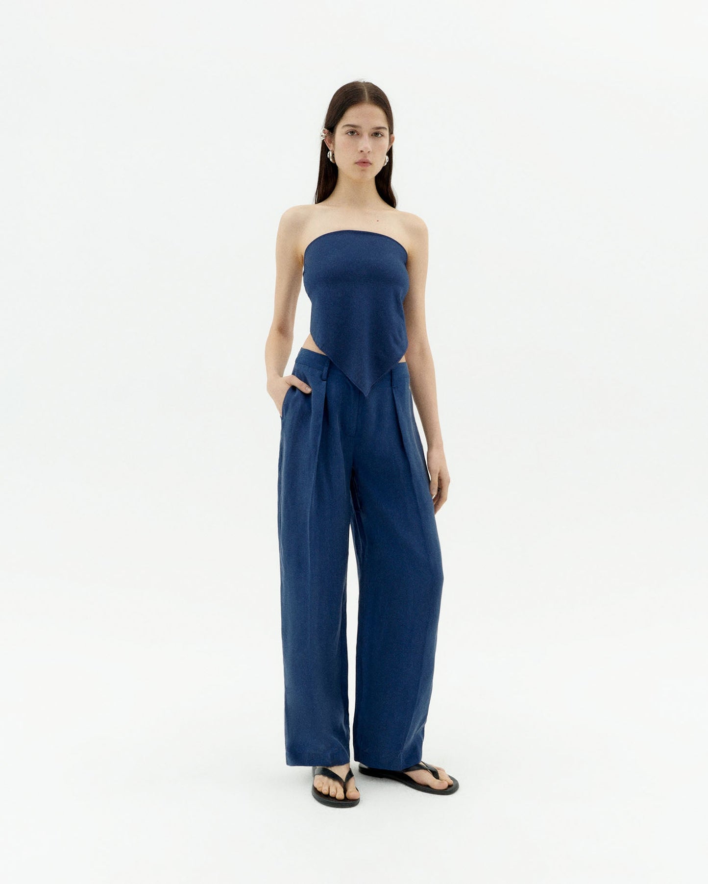Pantalon ample fluide en cupro | bleu "Cobalt cirila pants"