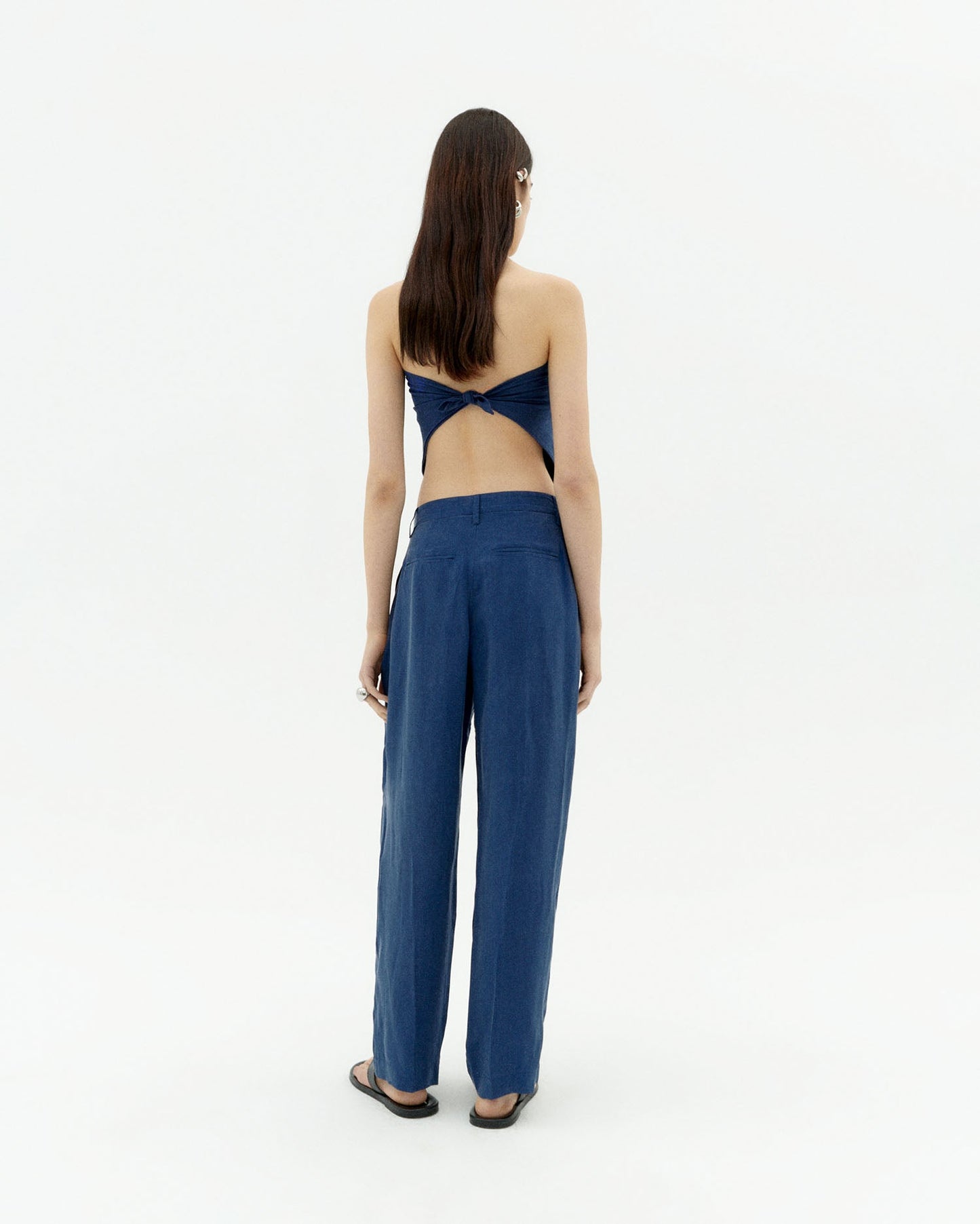 Pantalon ample fluide en cupro | bleu "Cobalt cirila pants"
