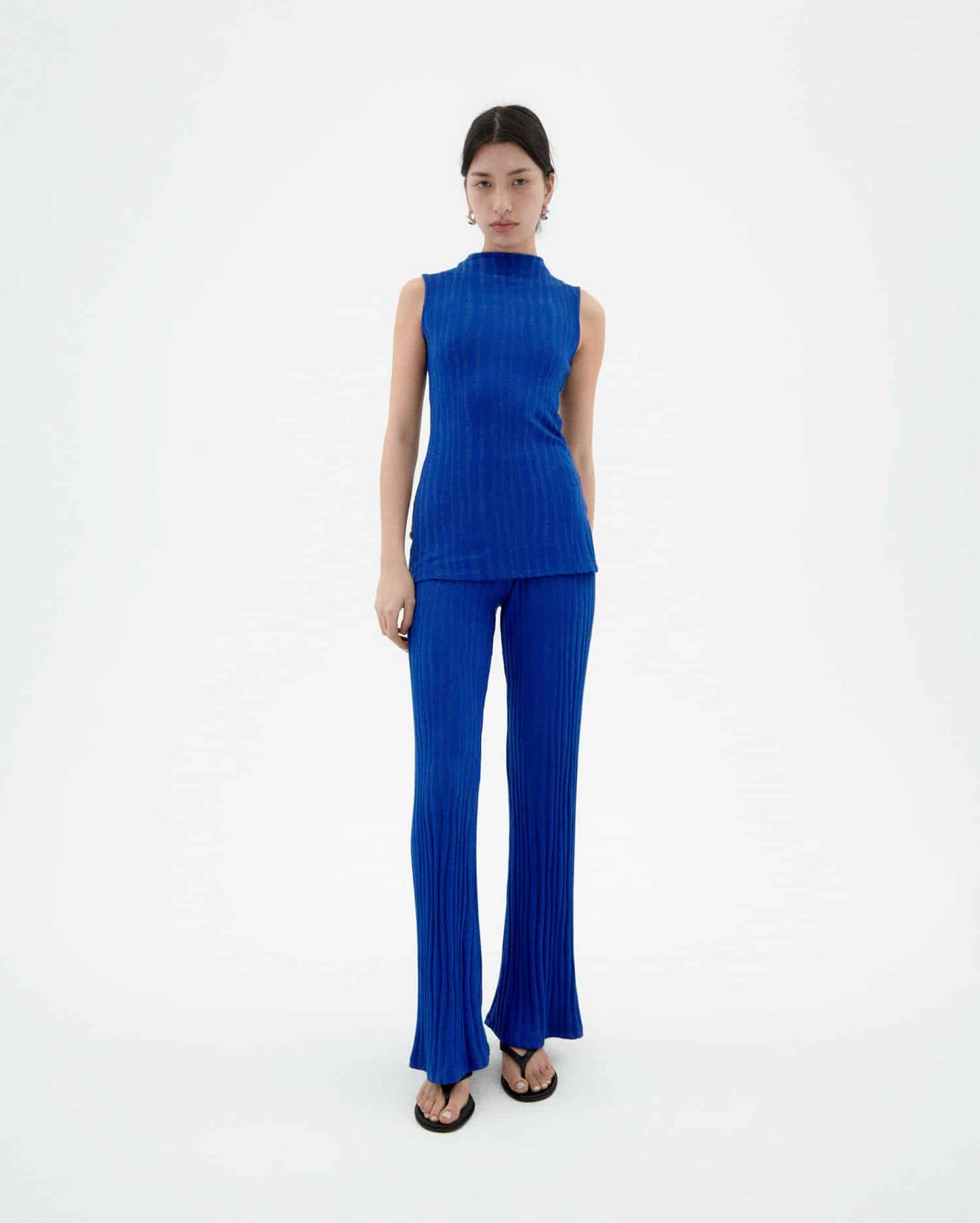 Pantalon flare en ecovero et coton bio | bleu "Indigo naia pants - blue"