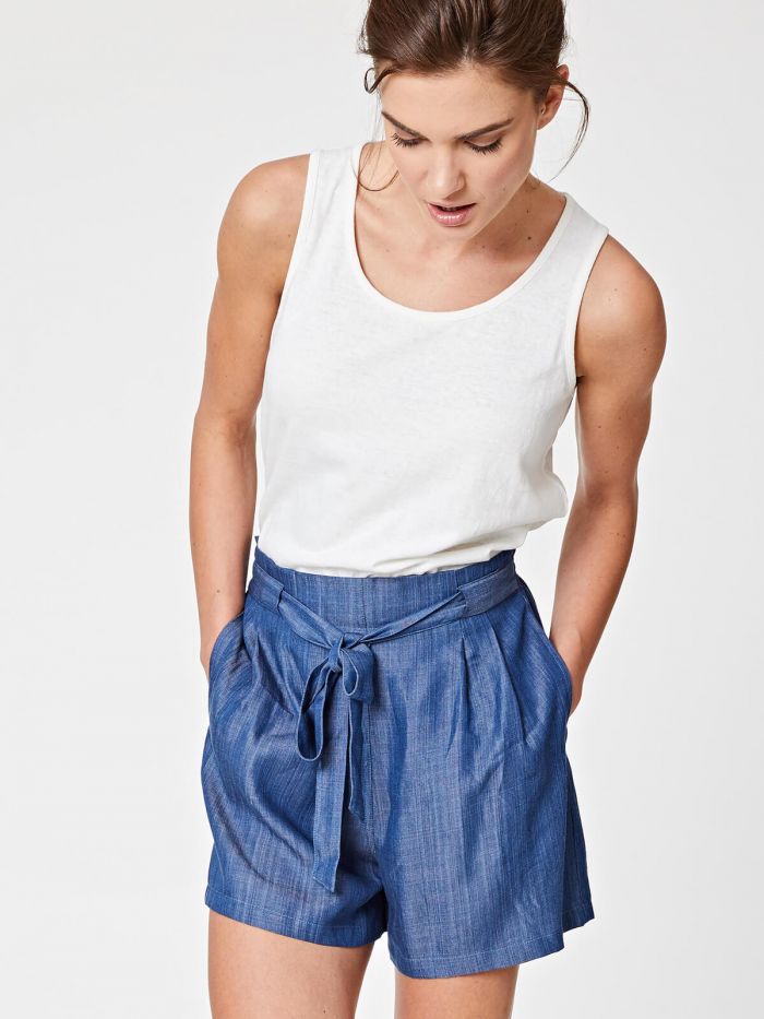Short en tencel bleu