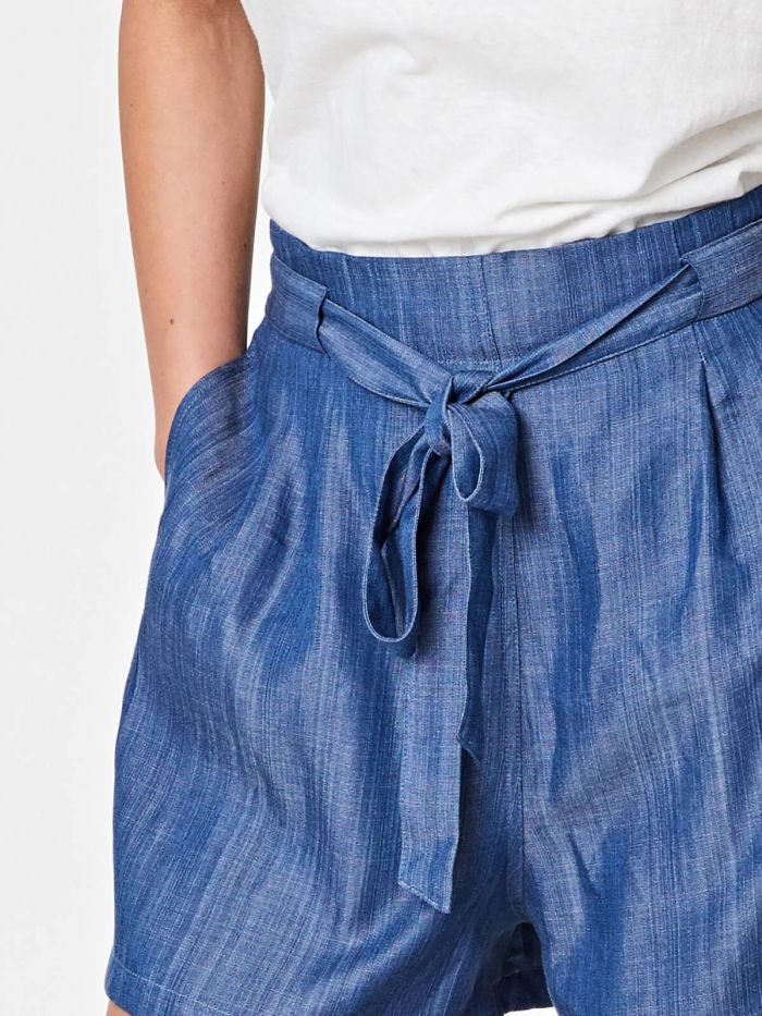 Short en tencel bleu