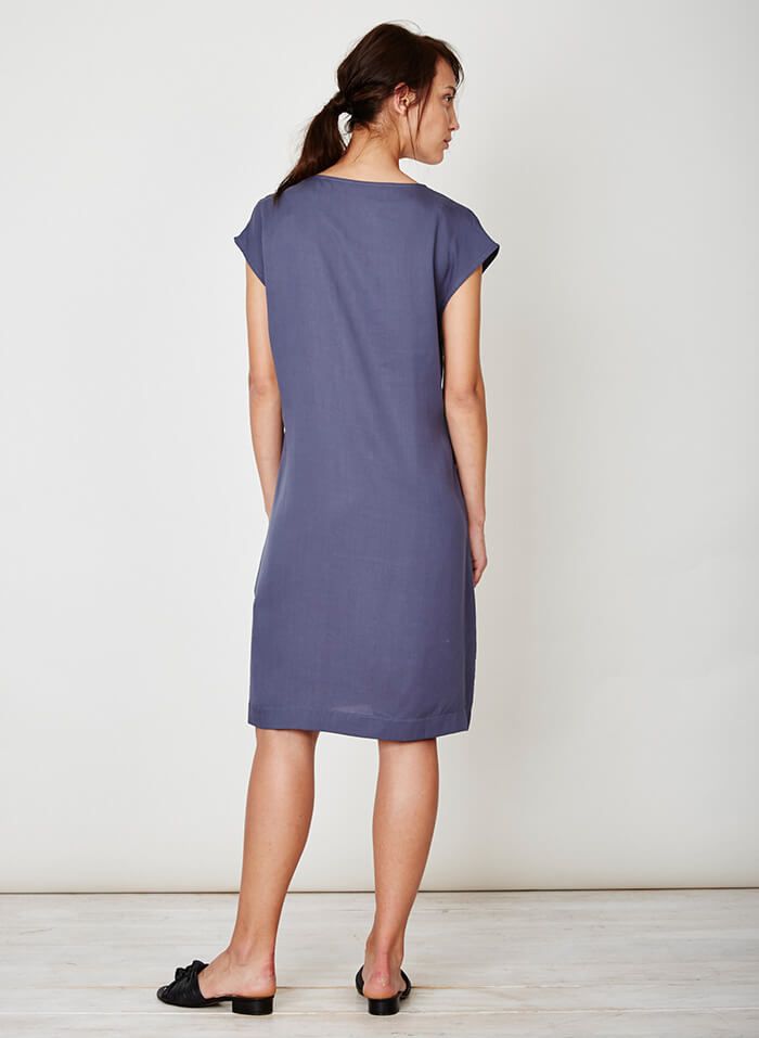 Robe bleue nouée en tencel