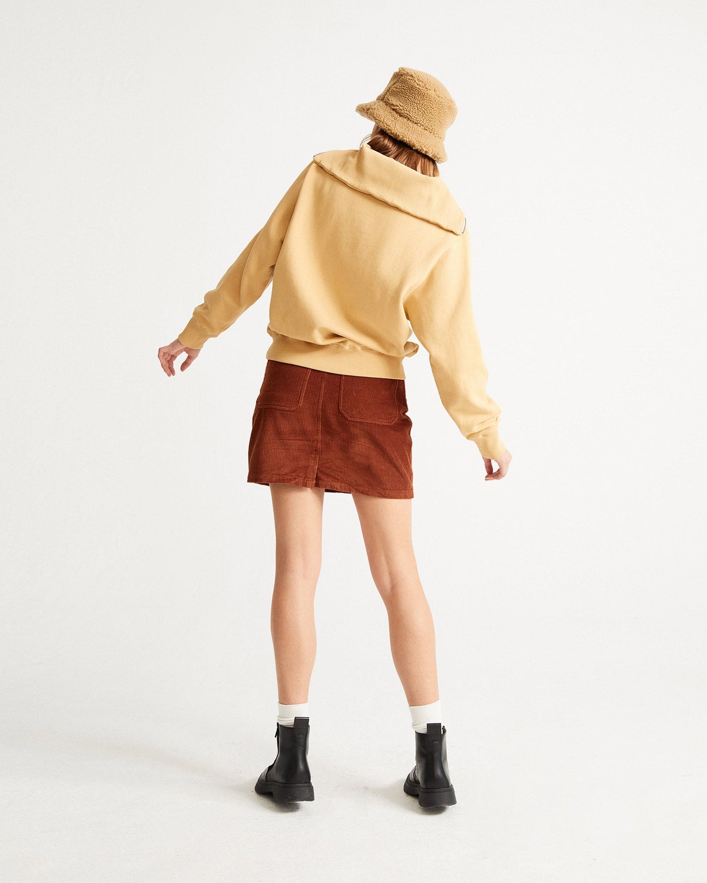 Jupe rouille en velours de coton bio - Marsha skirt clay red