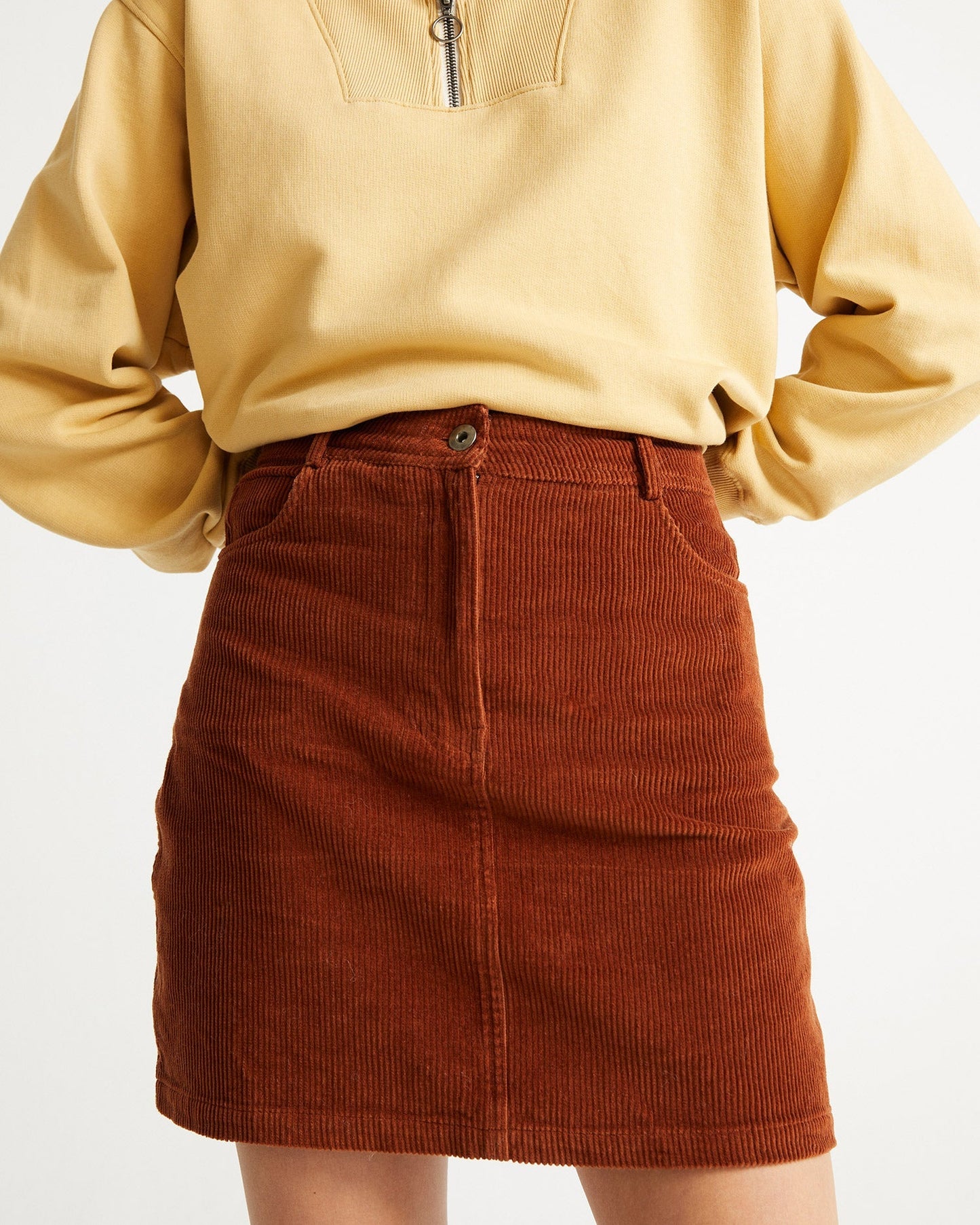 Jupe rouille en velours de coton bio - Marsha skirt clay red