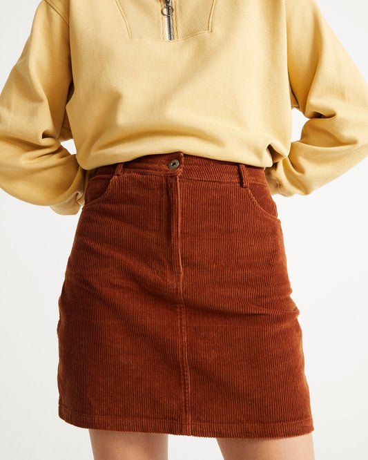 Jupe rouille en velours de coton bio - Marsha skirt clay red