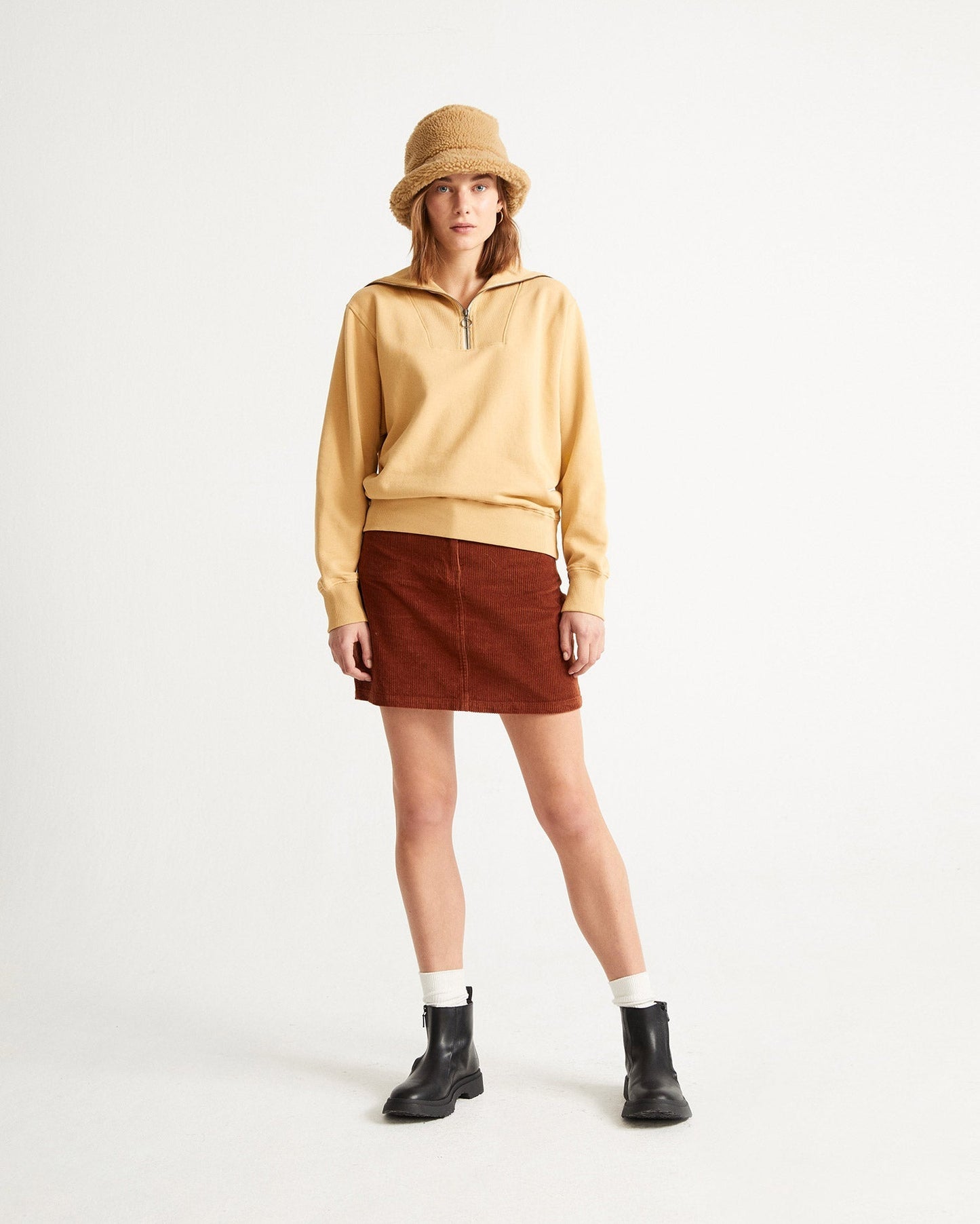 Jupe rouille en velours de coton bio - Marsha skirt clay red
