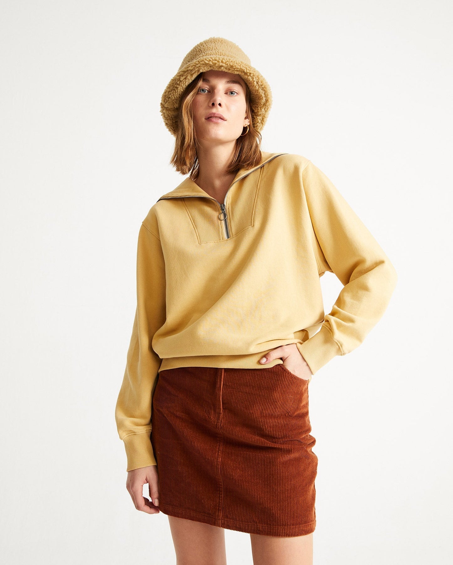 Jupe rouille en velours de coton bio - Marsha skirt clay red