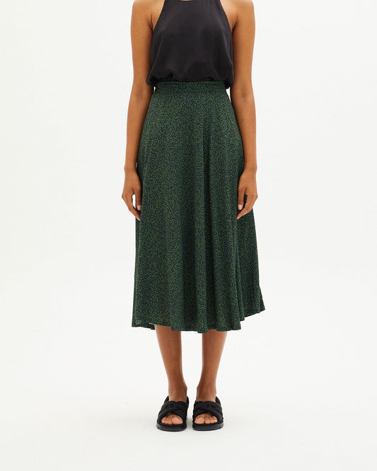 Jupe midi verte à motifs en ecovero - GREEN CHAMALEON LAVANDA SKIRT