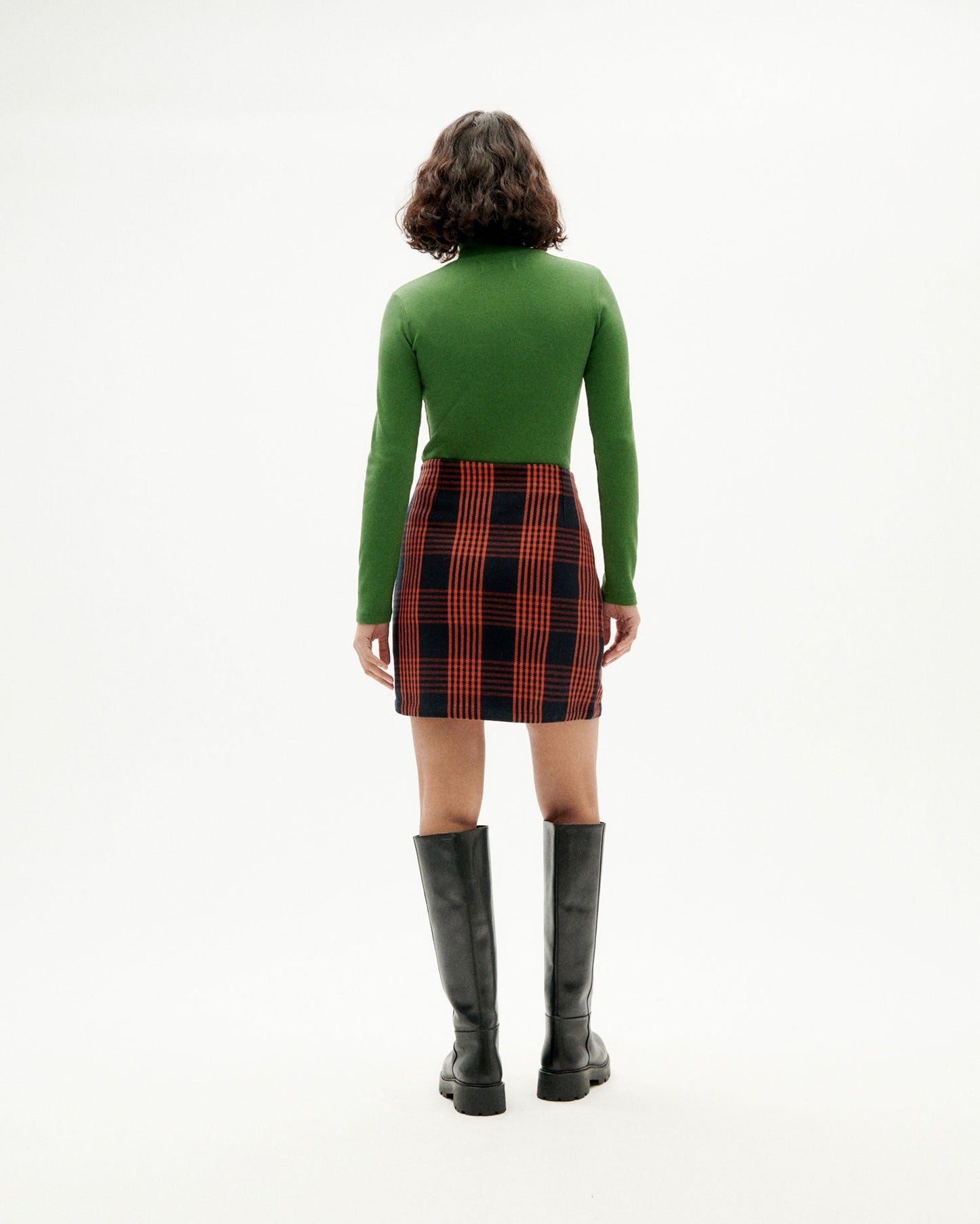 Jupe portefeuille à carreaux en coton bio - thick checks mila skirt orange