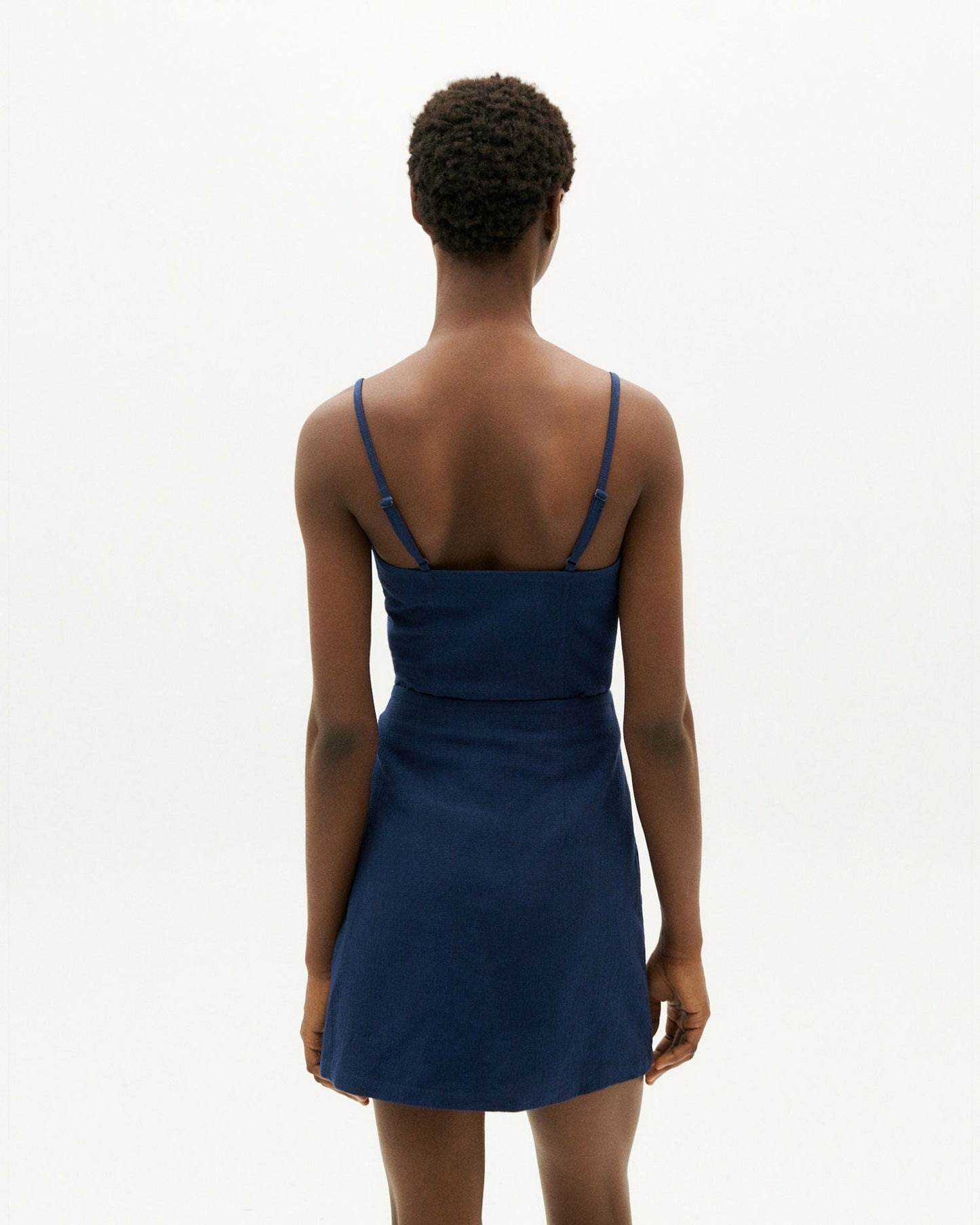 Jupe portefeuille marine en coton bio - navy milena skirt