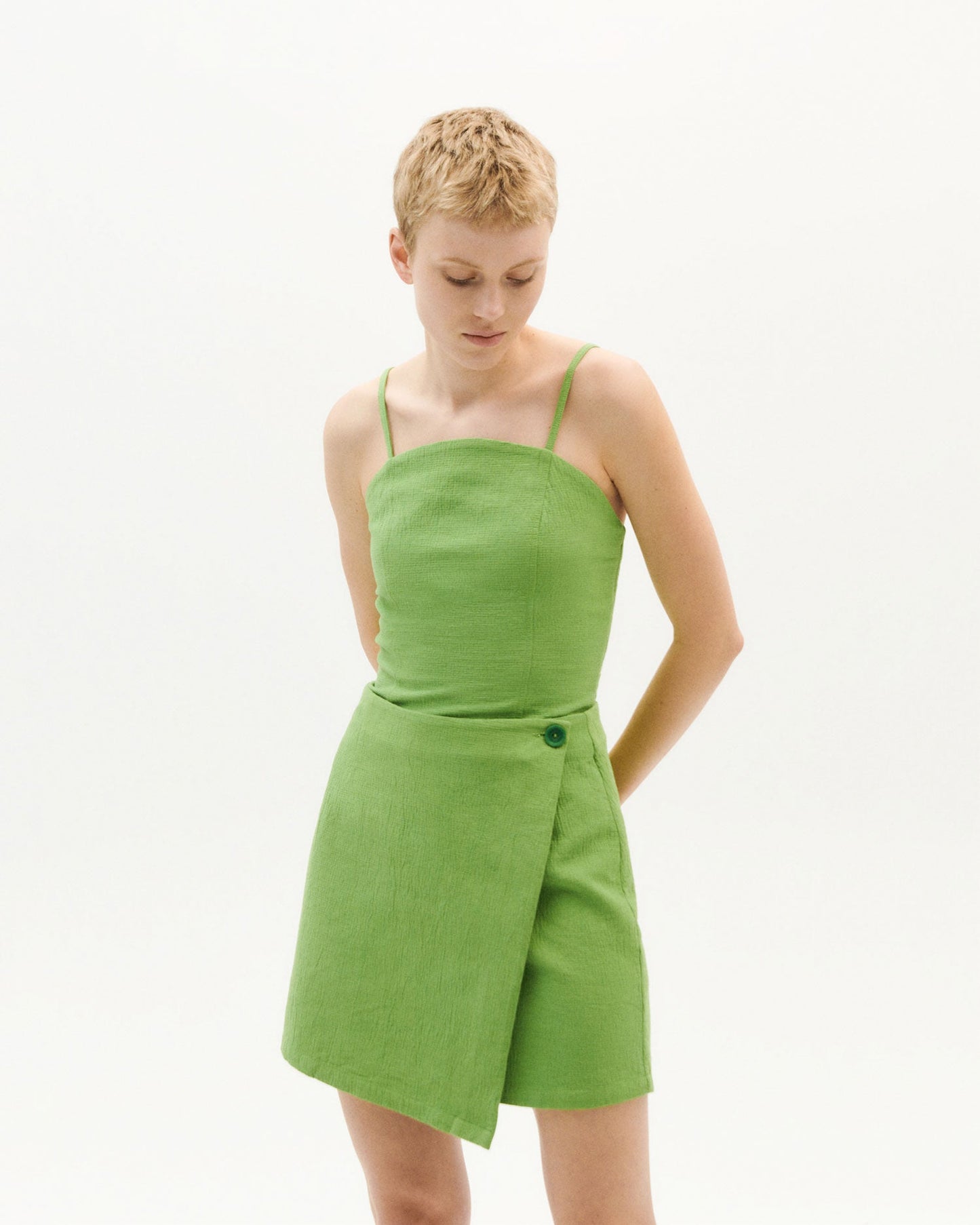 Jupe portefeuille verte en coton bio - green milena skirt