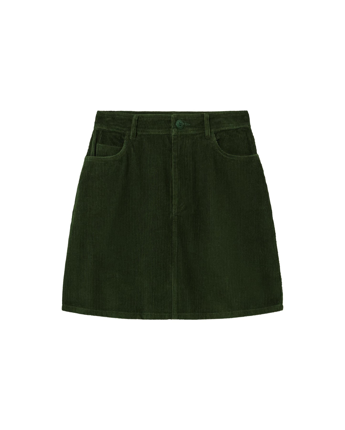 Jupe courte velours en coton bio | Vert foncé "bottle green corduroy marsha skirt"