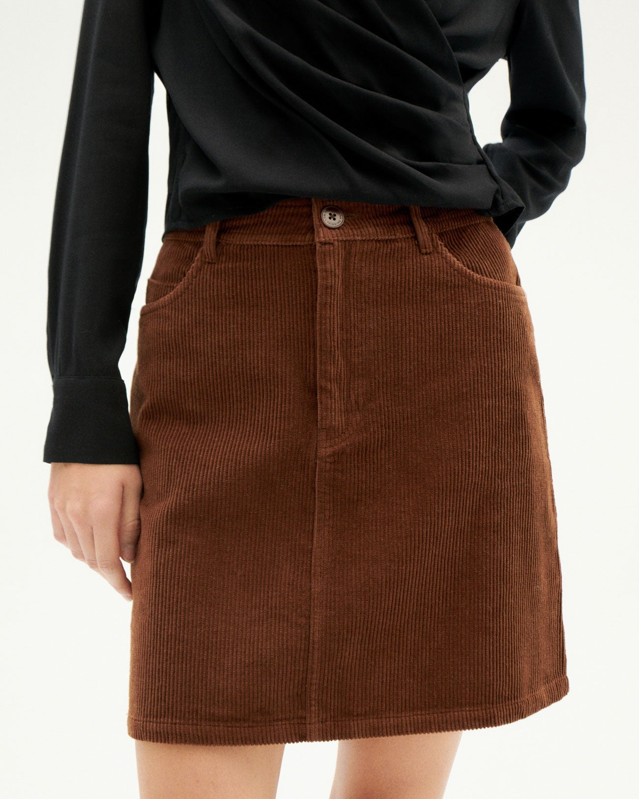 Jupe en velours côtelé de coton bio | marron "chocolate corduroy marsha skirt"