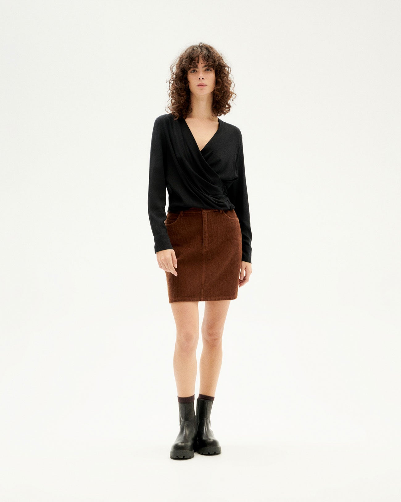 Jupe en velours côtelé de coton bio | marron "chocolate corduroy marsha skirt"