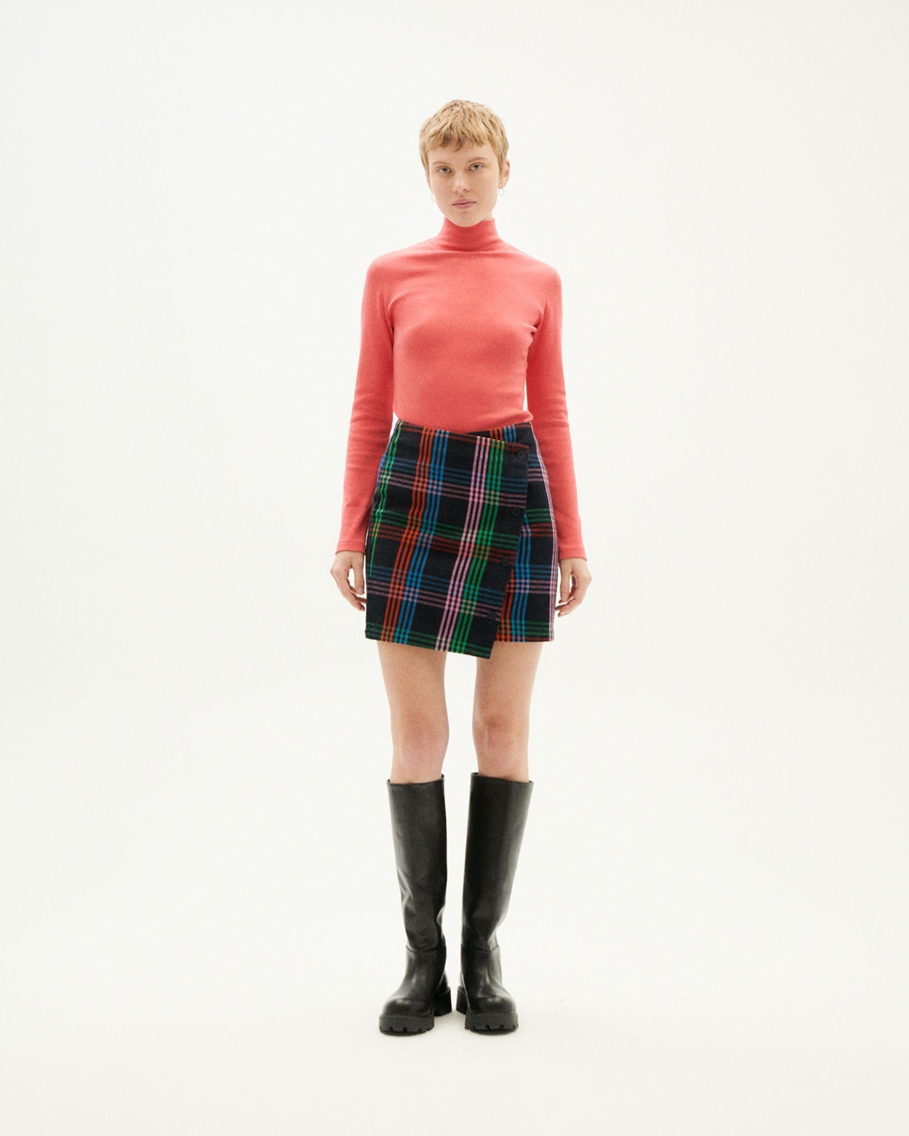 Jupe portefeuille à carreaux en coton bio | Multicolore "color blanket mila skirt"