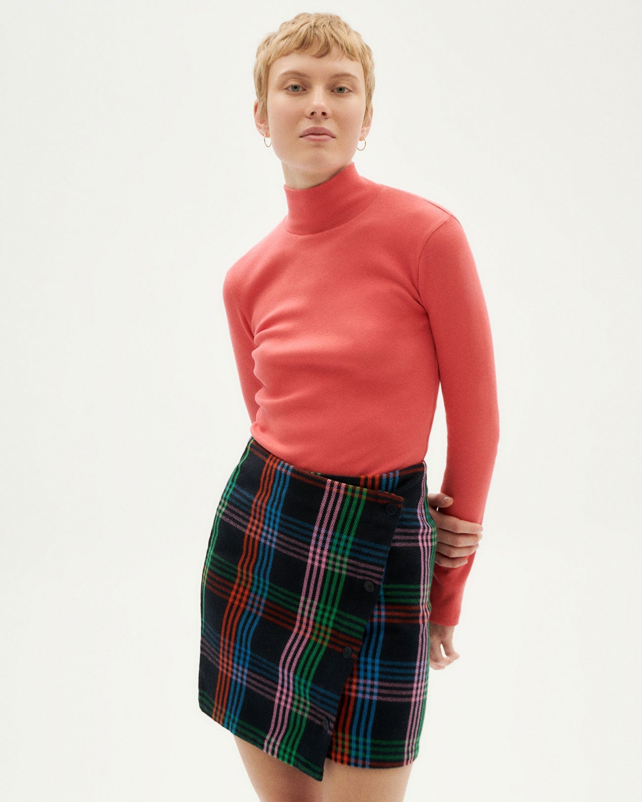 Jupe portefeuille à carreaux en coton bio | Multicolore "color blanket mila skirt"