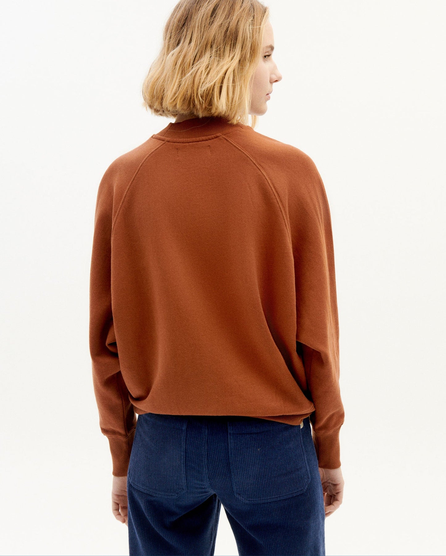 Sweat brodé en coton bio | Terracotta "here comes the sun new clay red sweat"