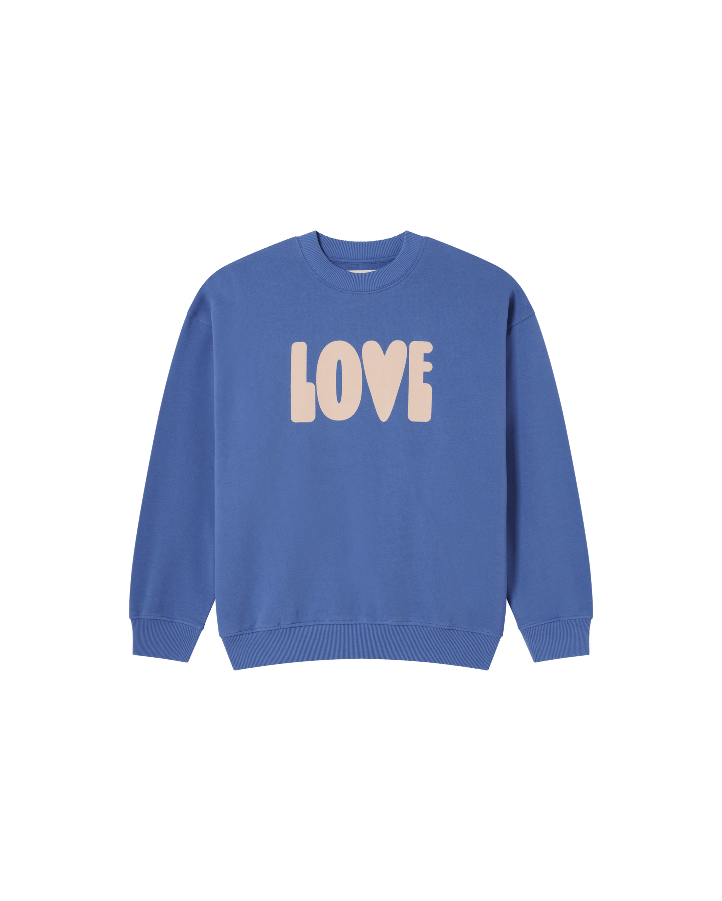 Sweat en coton bio | Bleu à motif imprimé "love ecru heritage blue sweatshirt"