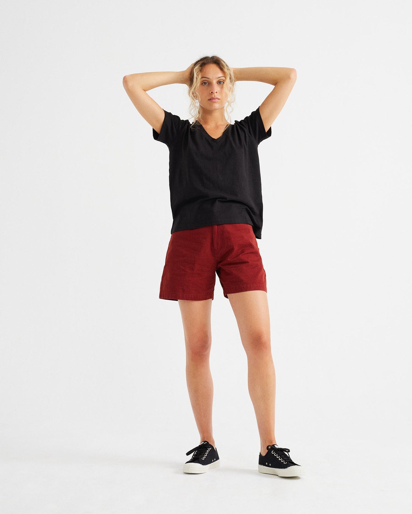 Short taille haute rouge en coton bio - Gardenia