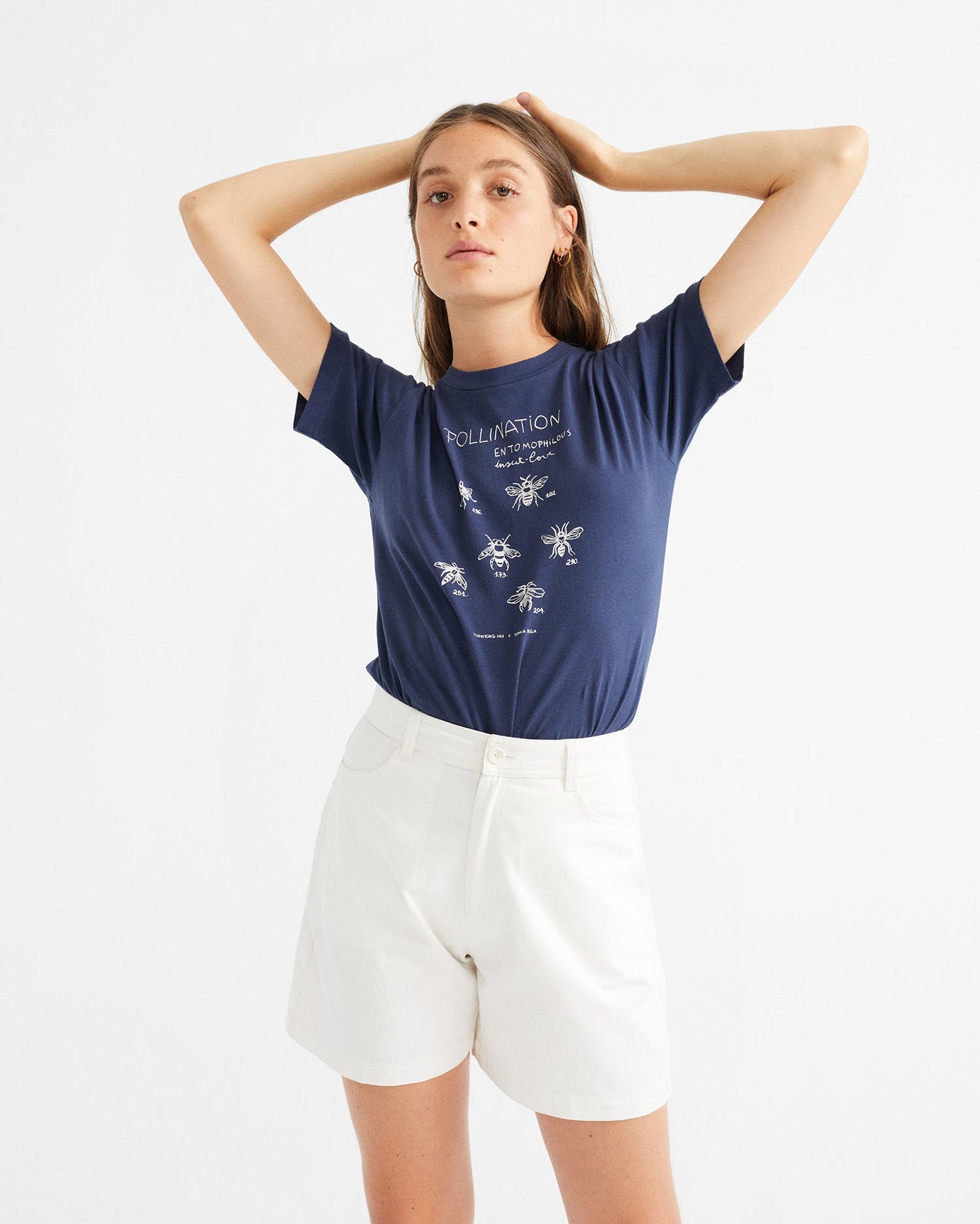 Short taille haute blanc en coton bio - Gardenia