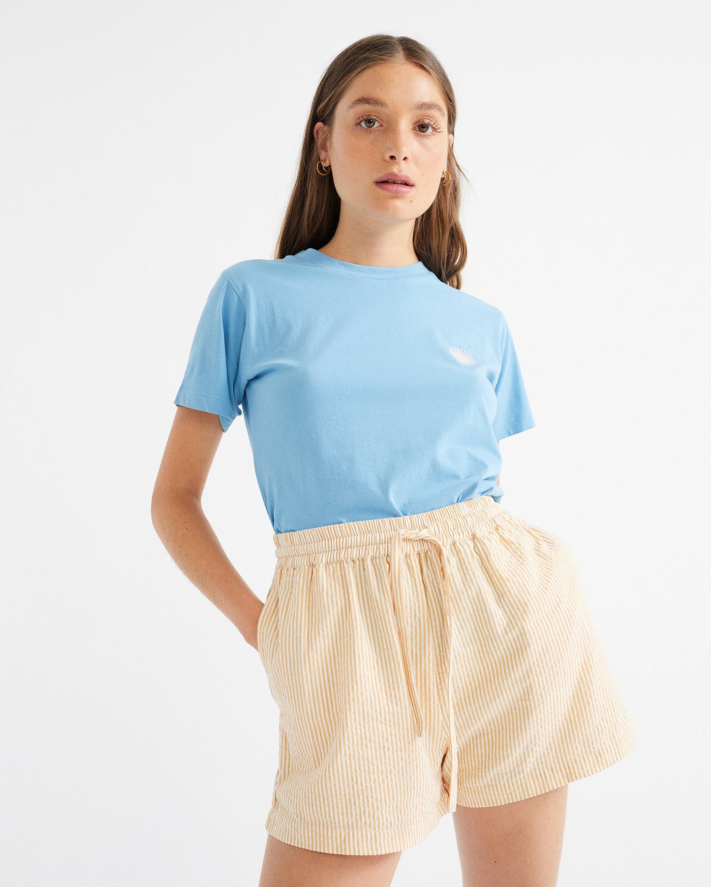 Short léger rayé en coton bio - SEERSUCKER GERANIO