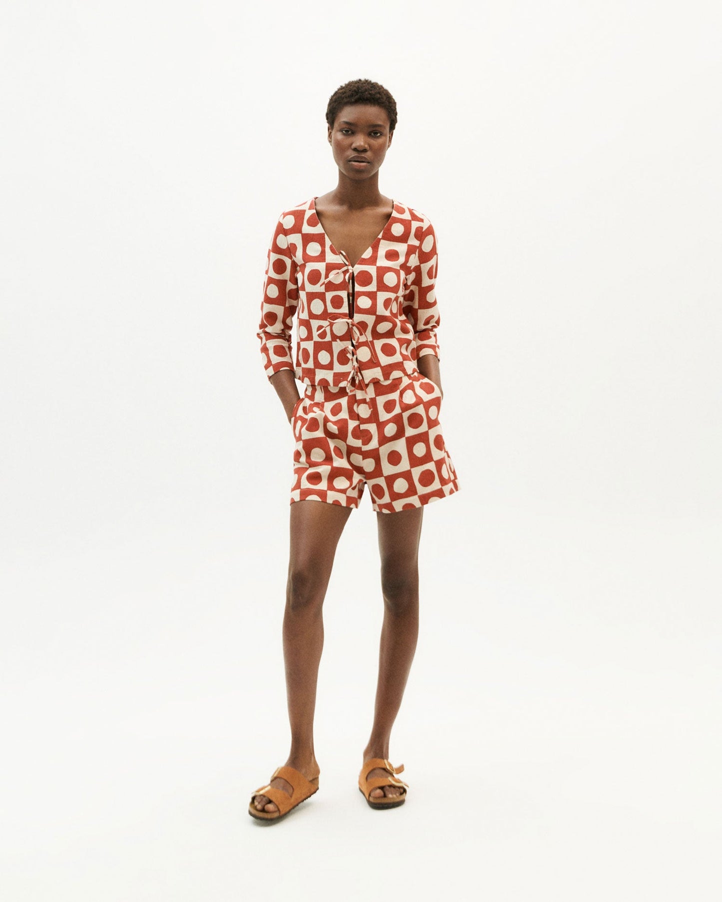 Short rouge à motifs en coton bio - red big spots narciso
