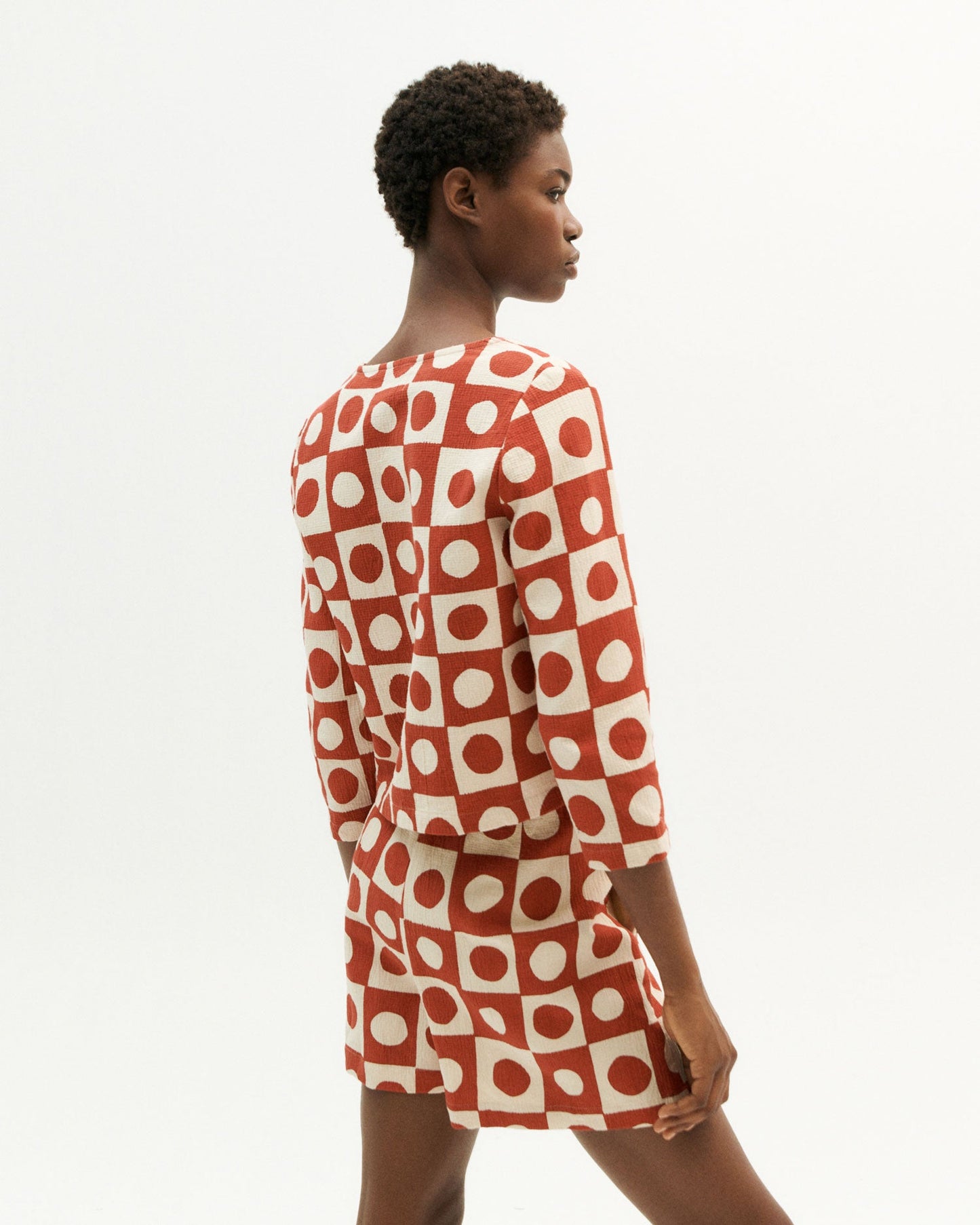 Short rouge à motifs en coton bio - red big spots narciso