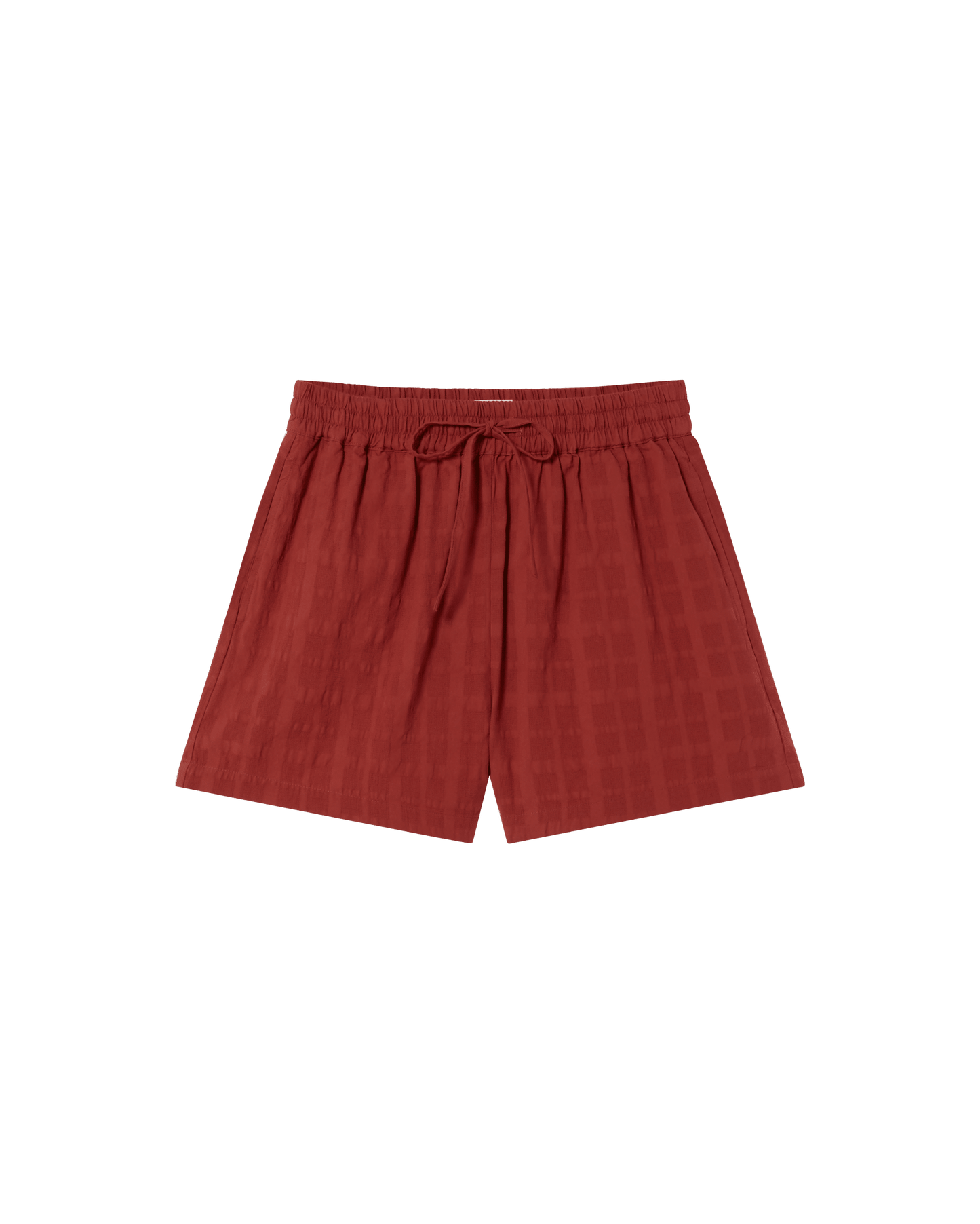 Short texturé en coton bio | orange "orangered cuadrito geranio shorts"
