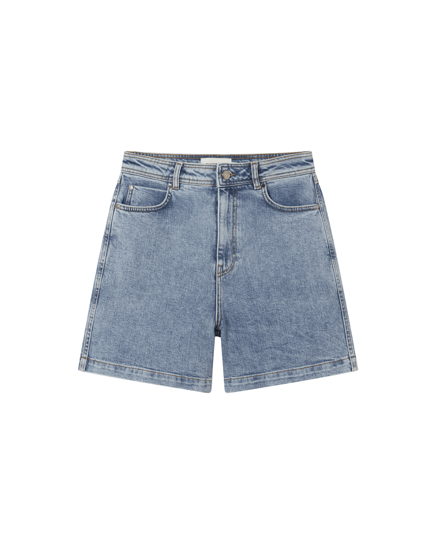 Short en coton bio et recyclé | Bleu délavé "light clean denim heavy wash luisa shorts"