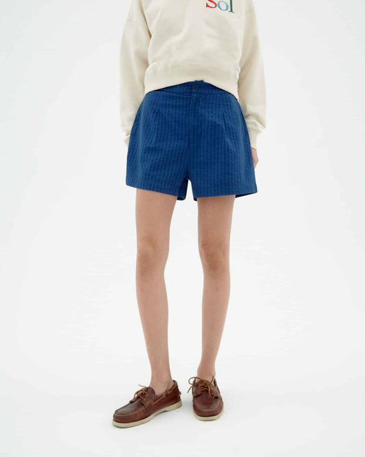 Short en coton bio | bleu "Cobalt narciso shorts - blue"