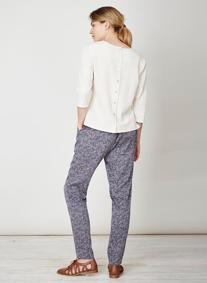 Blouse écrue en tencel et coton