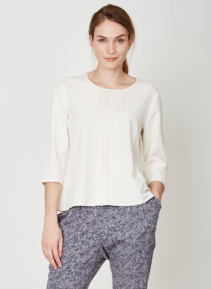 Blouse écrue en tencel et coton