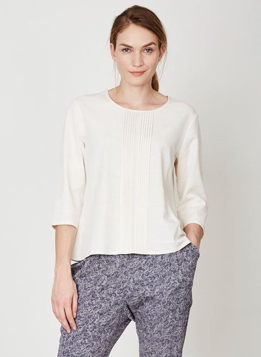 Blouse écrue en tencel et coton