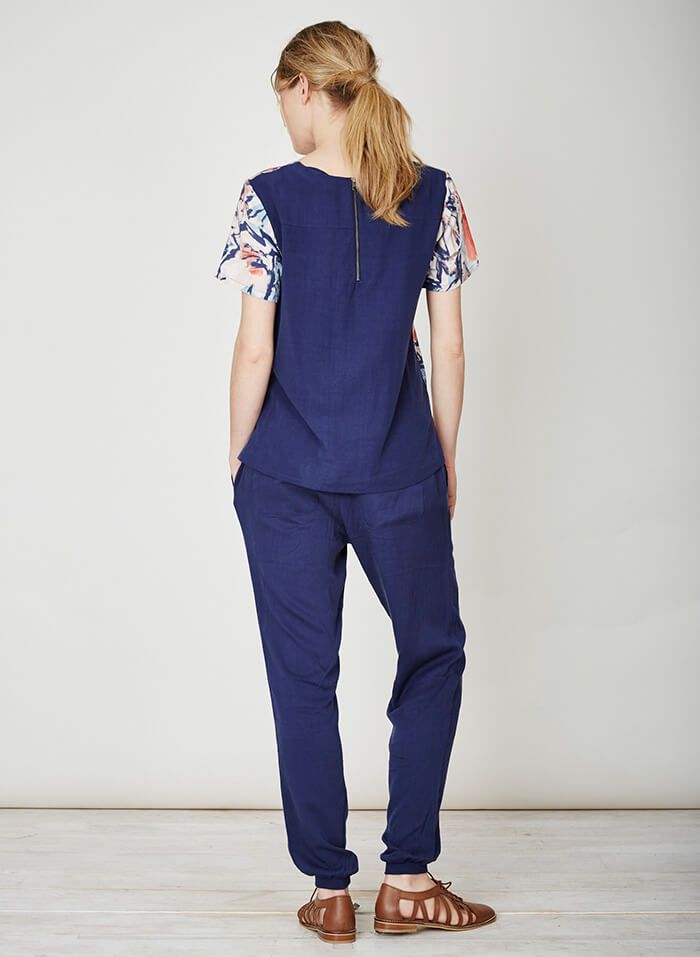 Blouse fleurs peintes en tencel