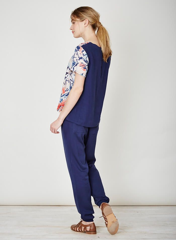 Blouse fleurs peintes en tencel