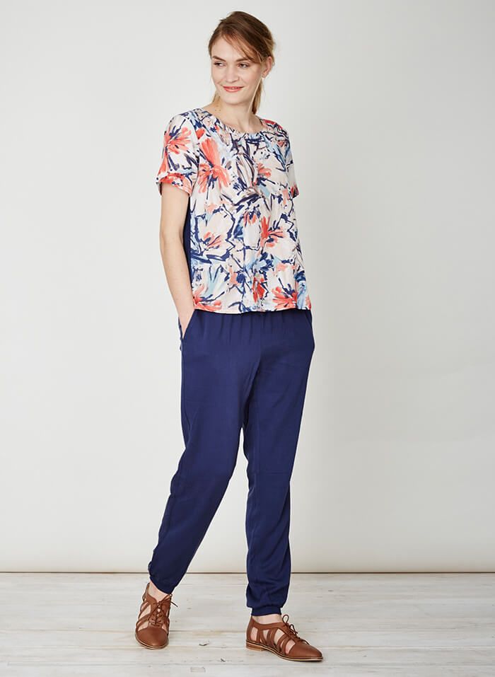 Blouse fleurs peintes en tencel