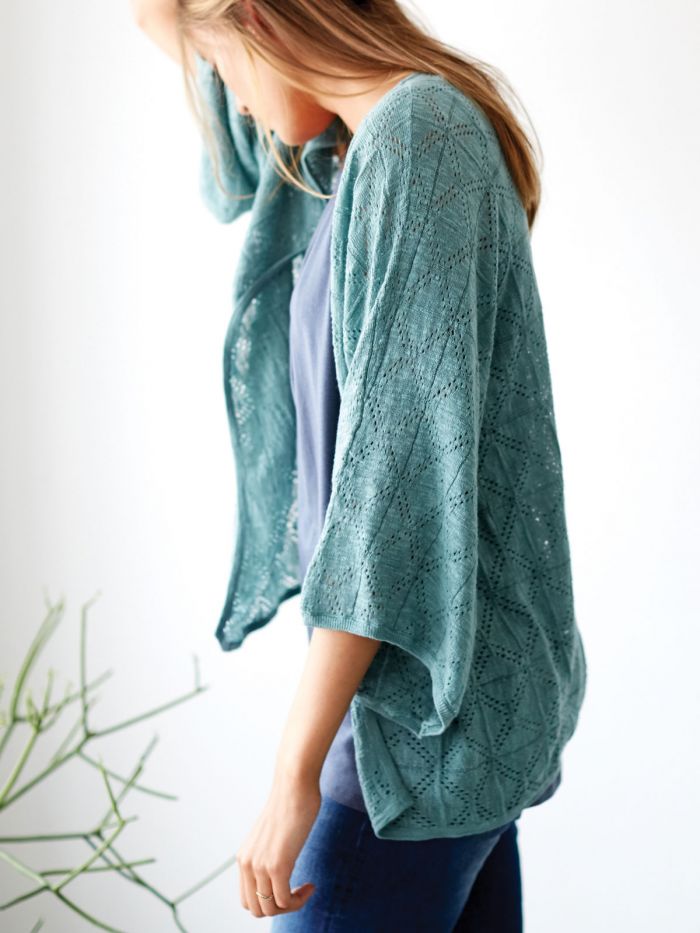 Cardigan bleu en coton bio