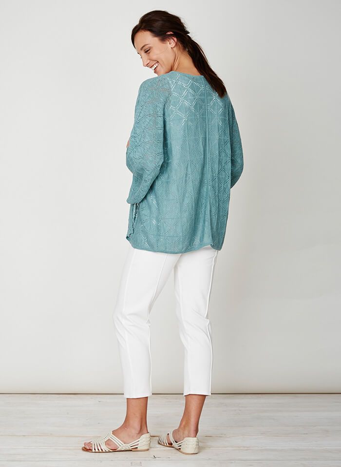Cardigan bleu en coton bio