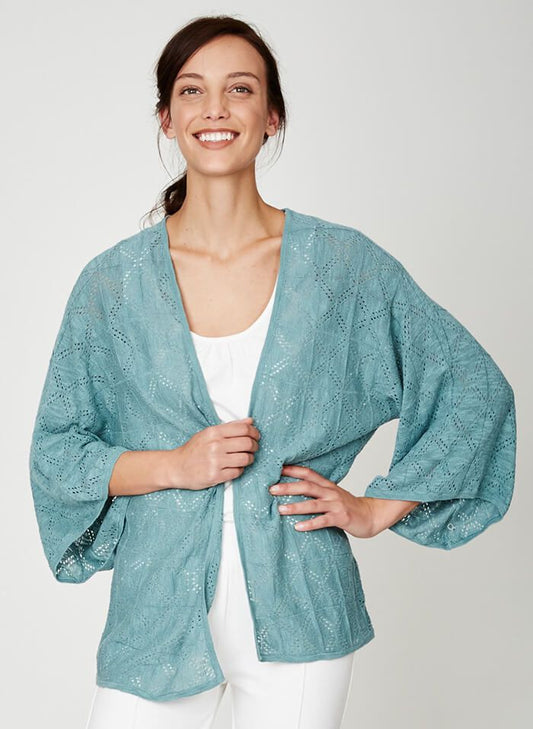 Cardigan bleu en coton bio
