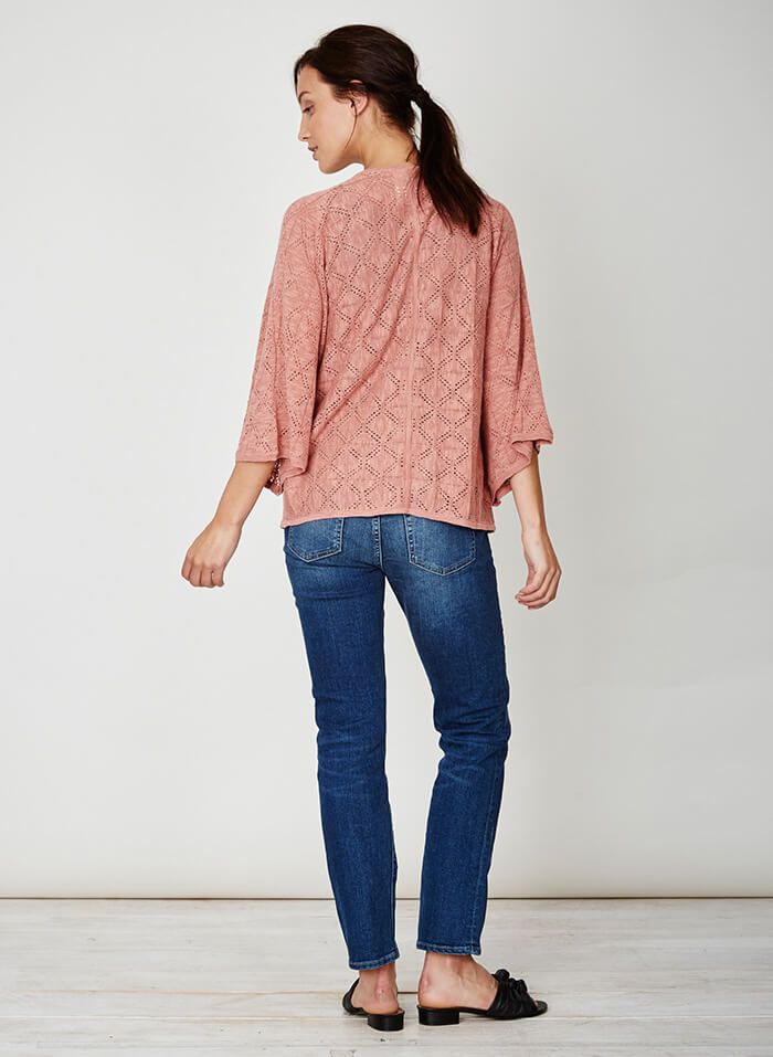 Cardigan brique en coton bio et lin