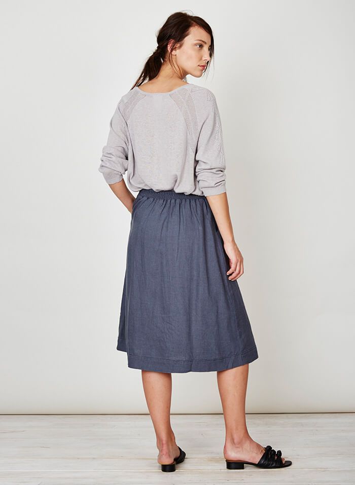 Pull taupe en chanvre et coton
