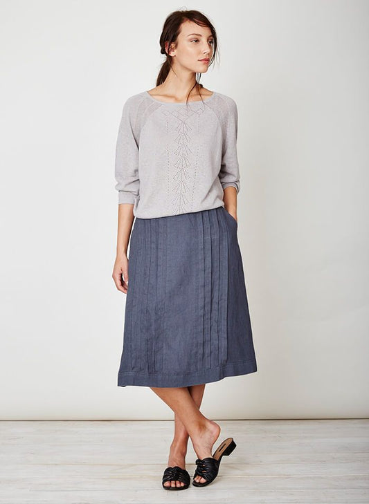 Pull taupe en chanvre et coton