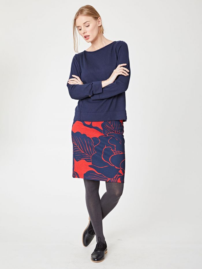 Pull bleu marine en coton bio et laine