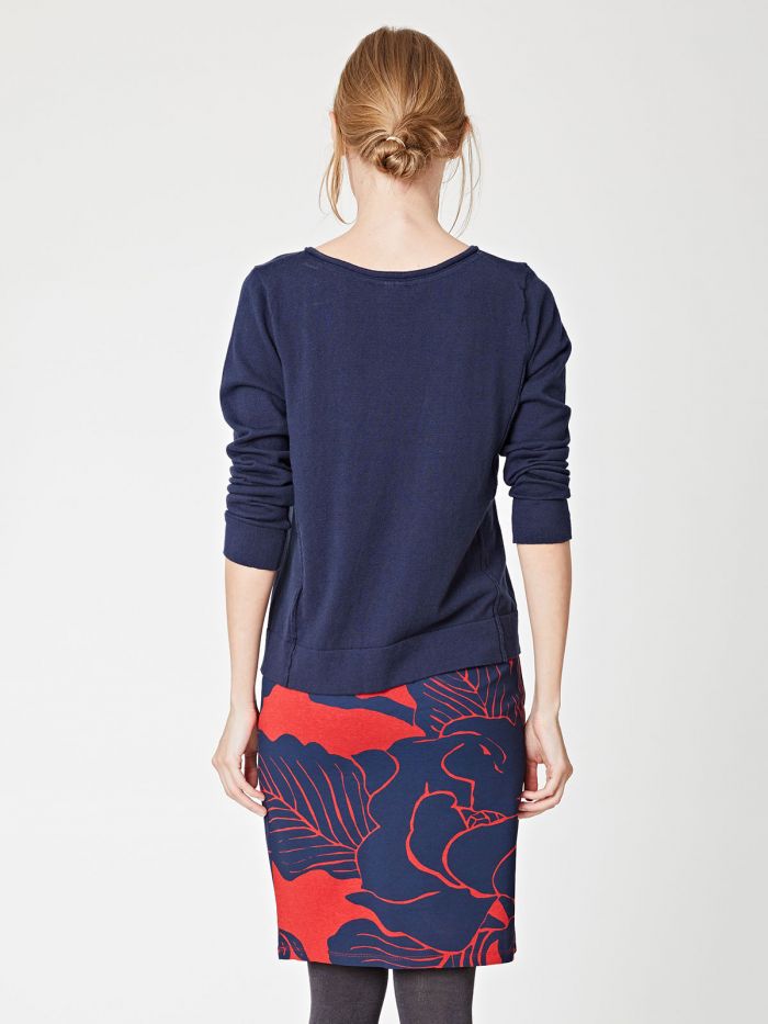 Pull bleu marine en coton bio et laine