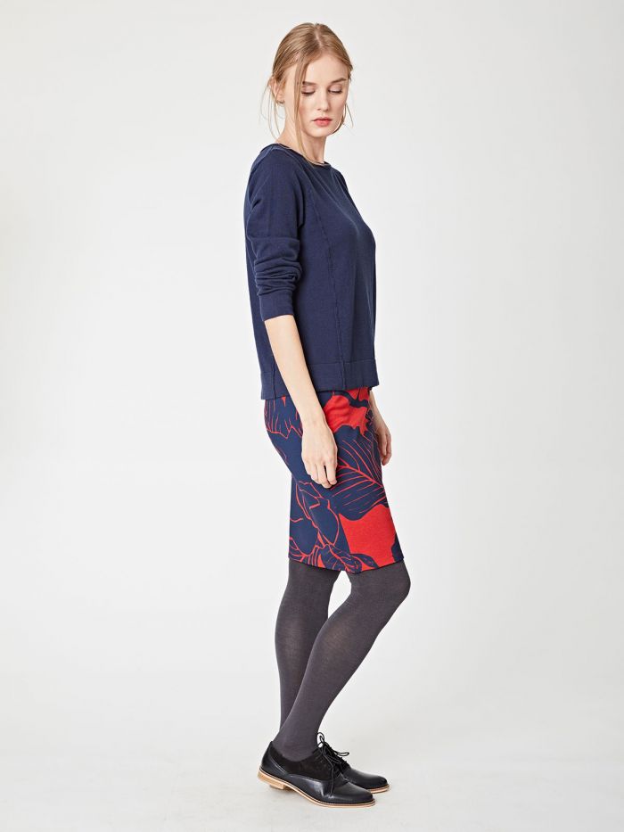 Pull bleu marine en coton bio et laine