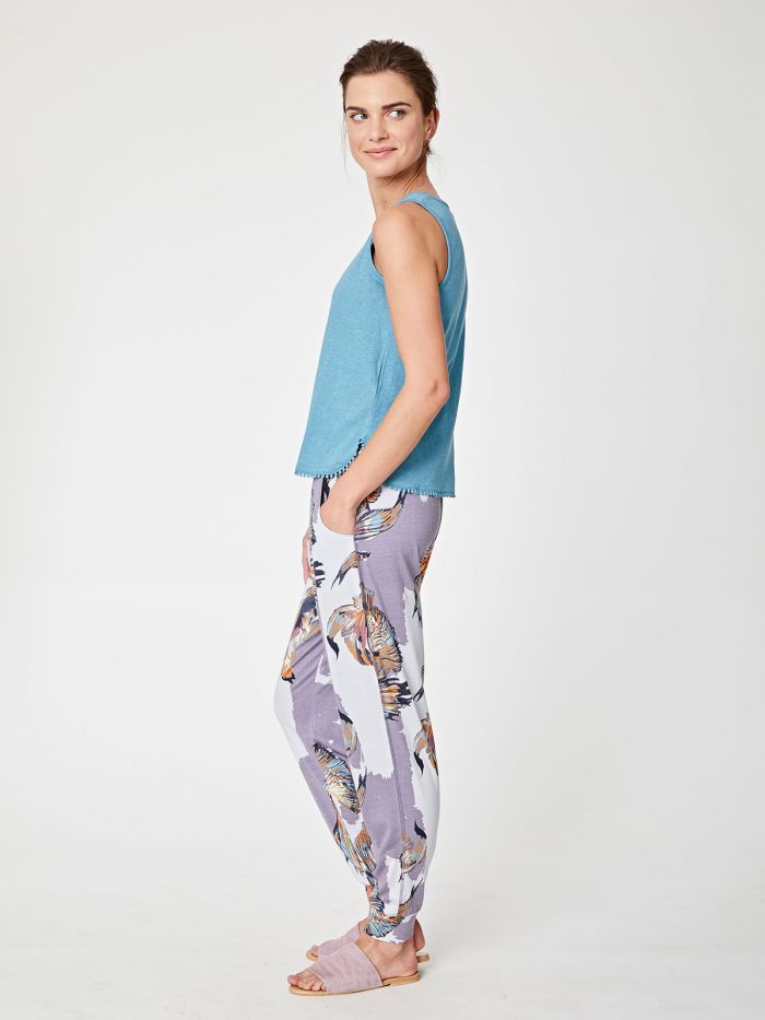 Top bleu azur en chanvre et coton
