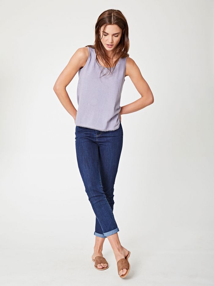 Top gris en chanvre et coton