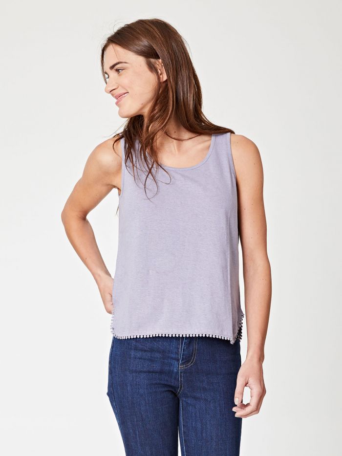 Top gris en chanvre et coton